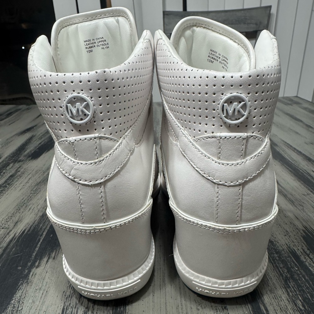Michael Kors Women’s Nikko Optic White High-Top Hidden Wedge Sneakers Size 10 - Picture 10 of 12
